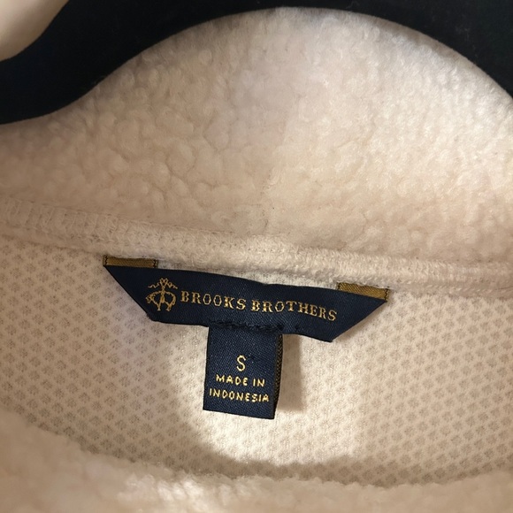 Brooks Brothers Ivory White Teddy Pullover Drawstring Mock Neck Sweatshirt Sz S - Picture 6 of 9